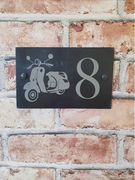 Scooter slate house sign