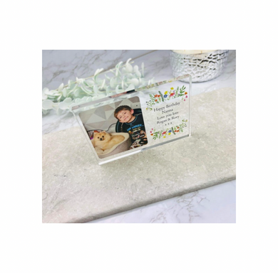 Birthday floral border acrylic block