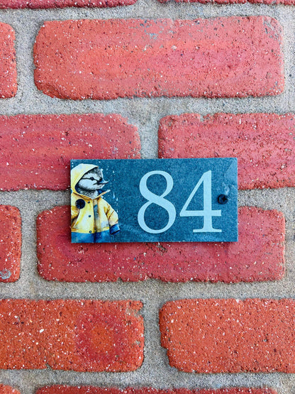 Number slate house sign duck small