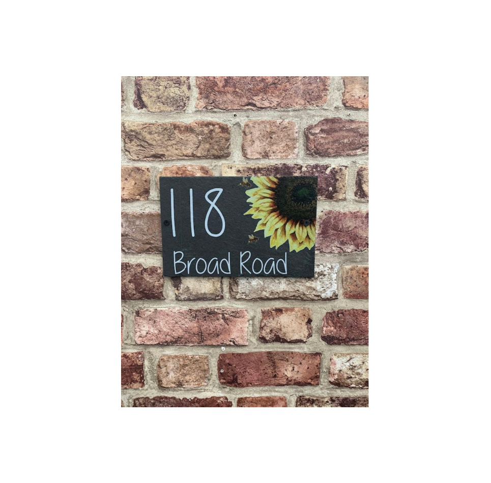 Sunflower slate house sign