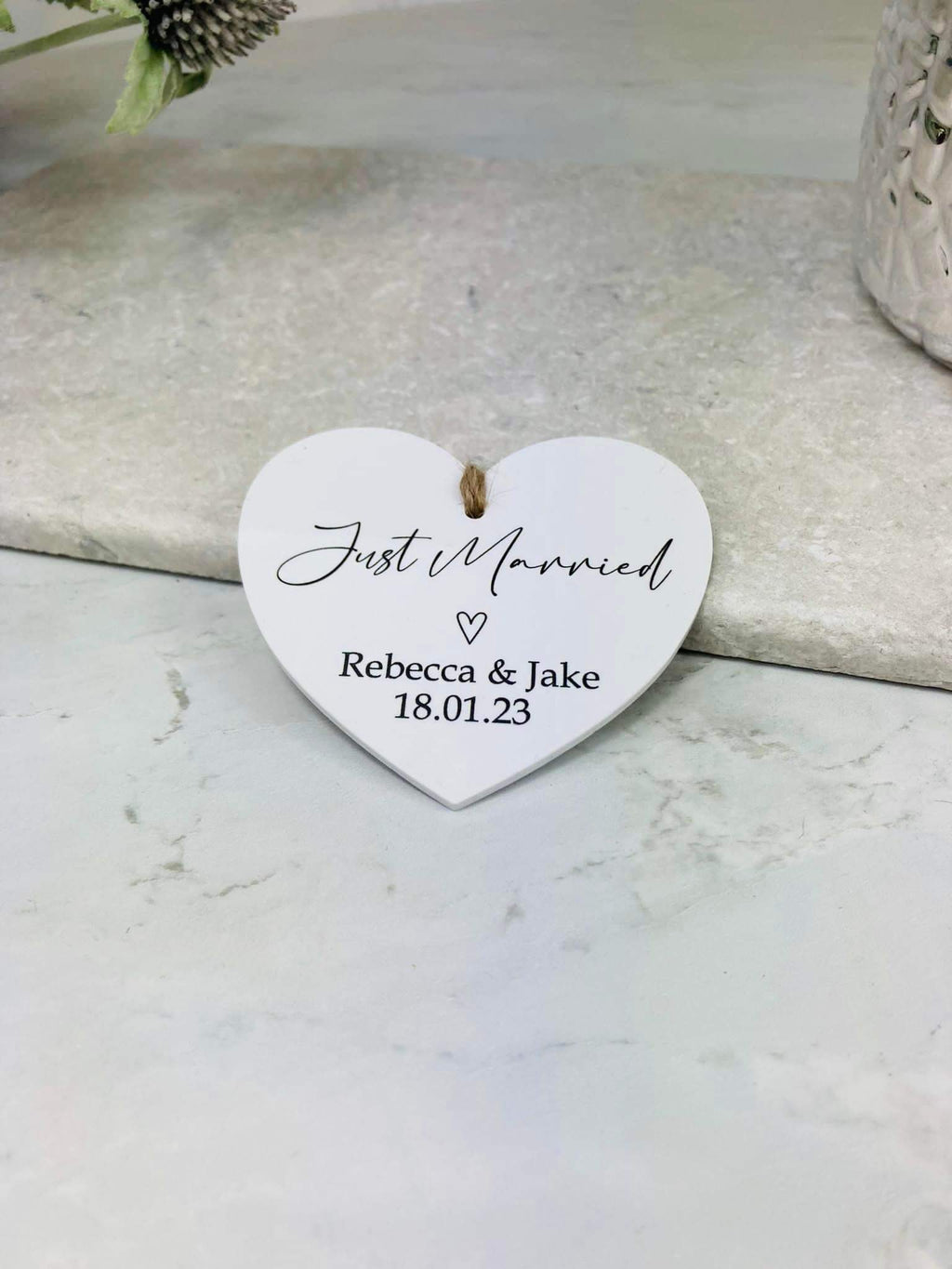 BOGOF Just married hanging heart keepsake