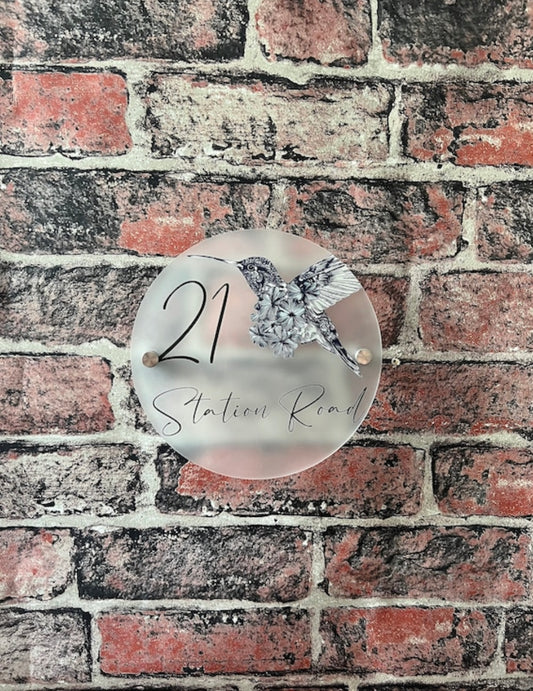 Hummingbird acrylic house sign