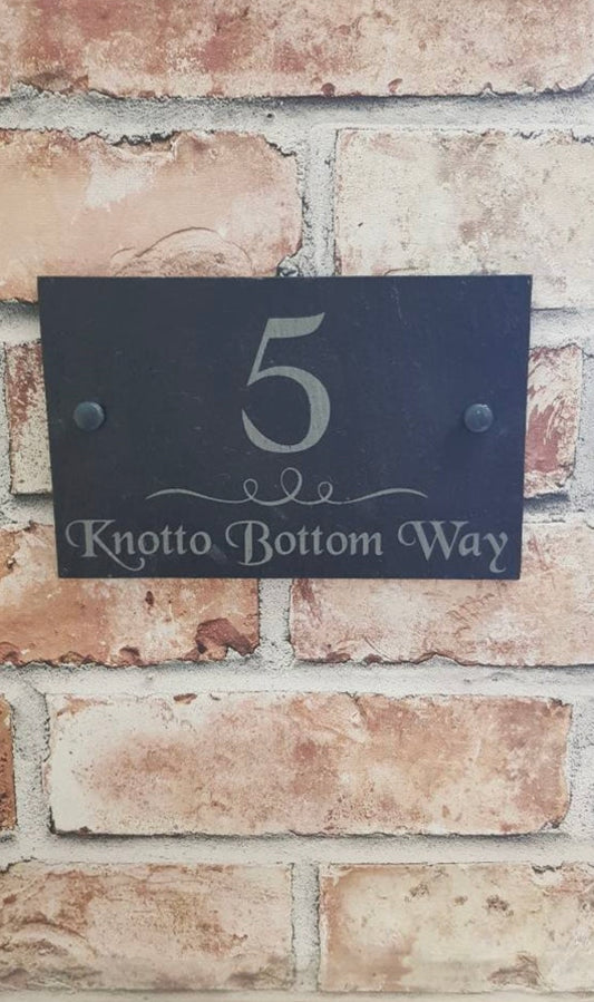 Fancy divider slate house sign