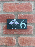 Number slate house sign flamingo small