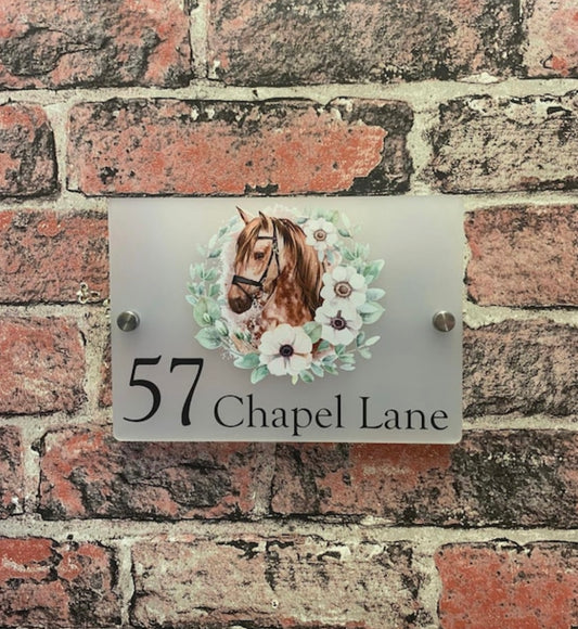 Floral horse acrylic house sign