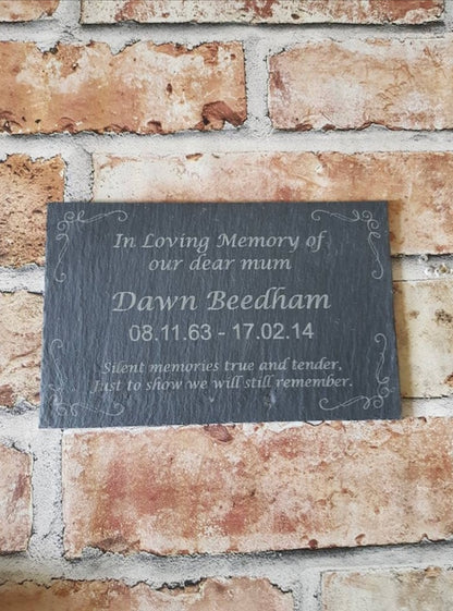 Silent memories memorial plaque