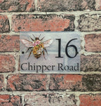 Floral bee acrylic house sign