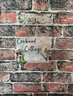 Floral welly acrylic house sign