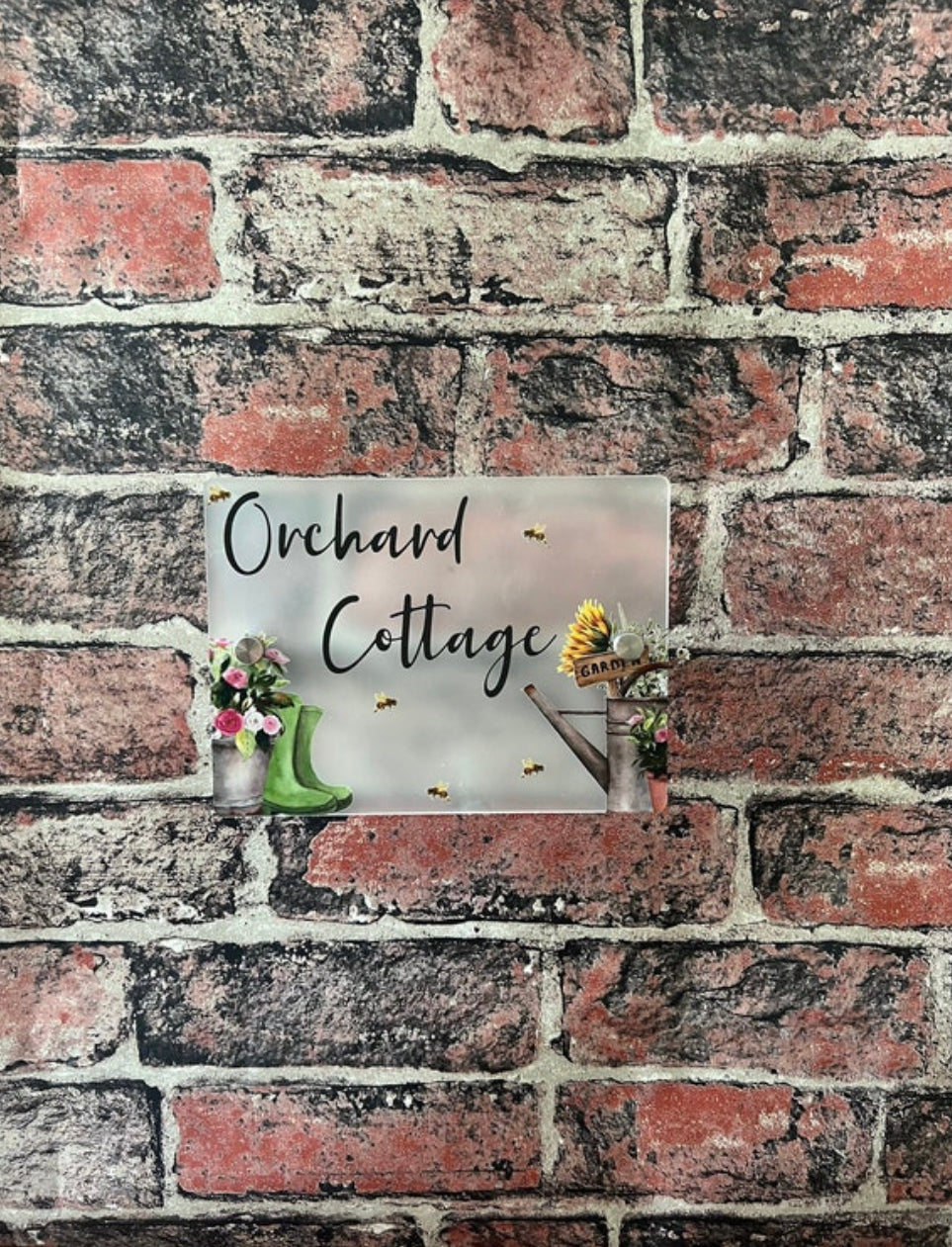Floral welly acrylic house sign