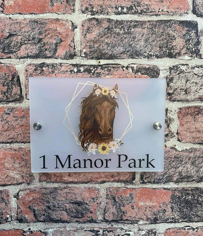 Floral horse acrylic house sign