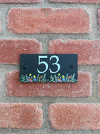 Number slate house sign wild flowers small