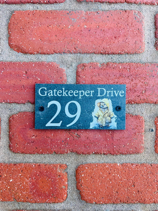 Number slate house sign duck small