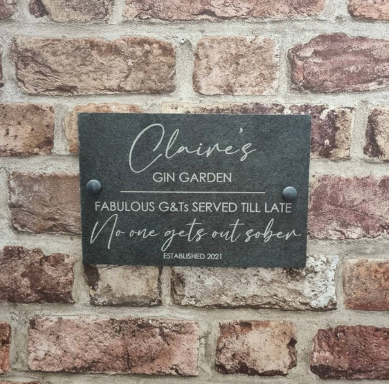 Garden gin slate sign