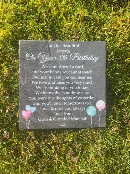 Balloon Birthday memorial plaque