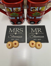 Mr & Mrs slate name coasters
