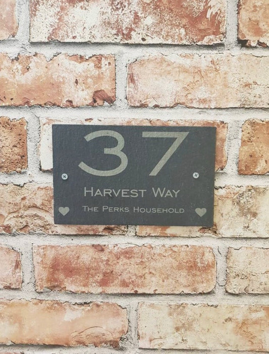 Heart design slate house sign