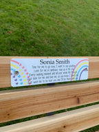 Acrylic rainbow bench memorial plaque