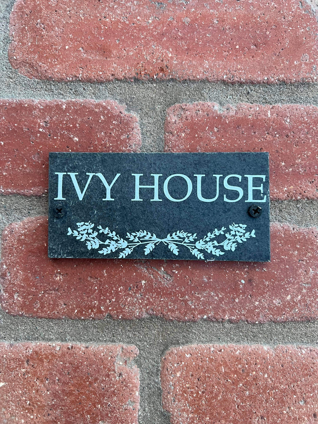 Number slate house sign leaf divider small