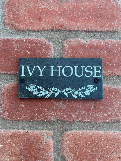 Number slate house sign leaf divider small