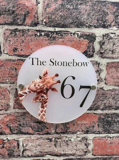 Giraffe acrylic house sign