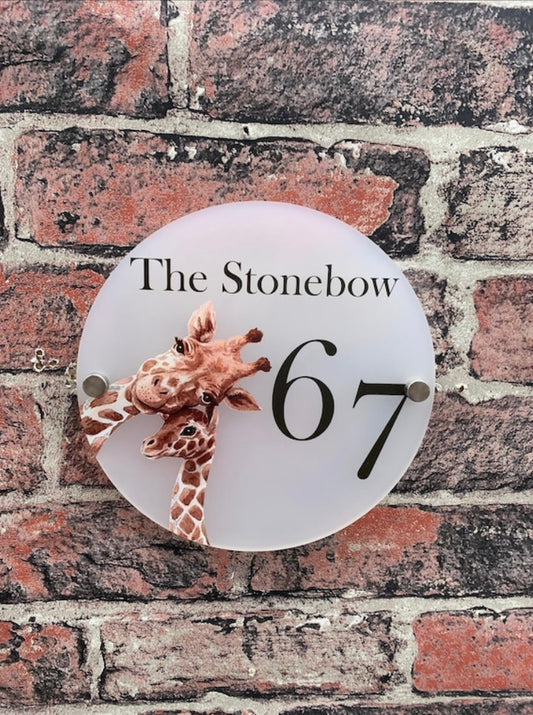 Giraffe acrylic house sign