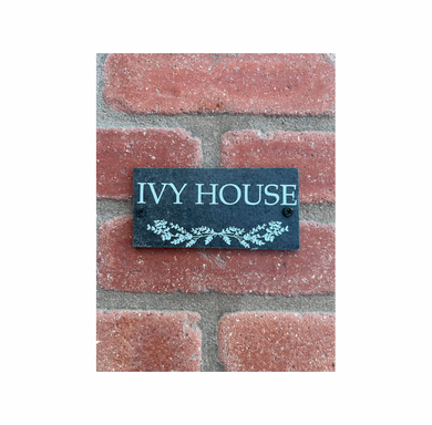 Number slate house sign leaf divider small