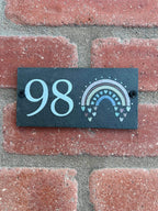 Number slate house sign rainbow small