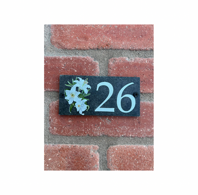 Number slate house sign lilly small