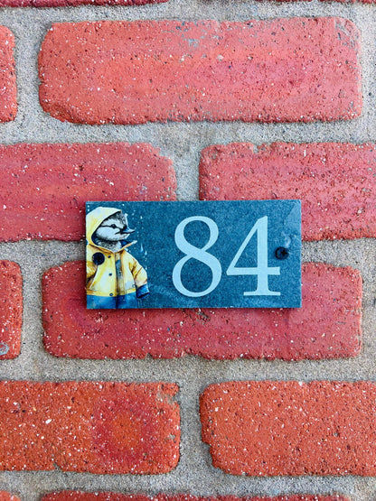Number slate house sign duck small