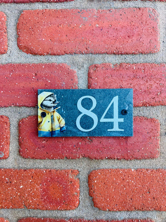 Number slate house sign duck small