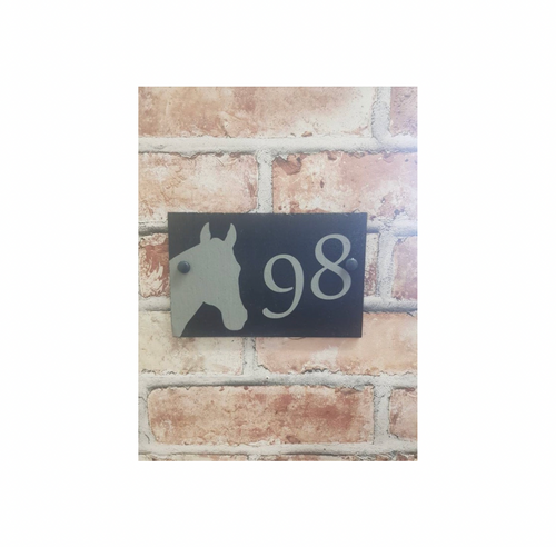 Horse head slate house sign