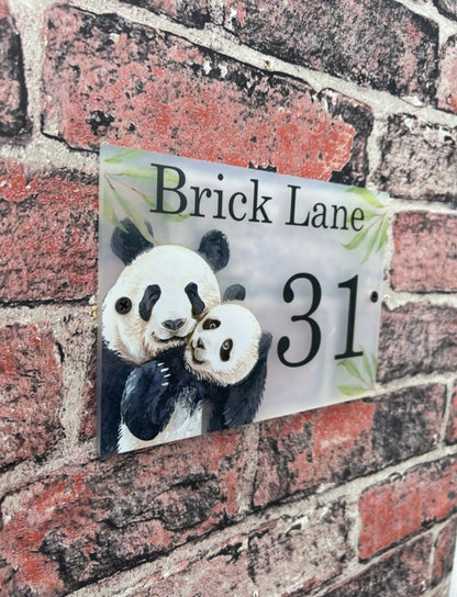Panda acrylic house sign