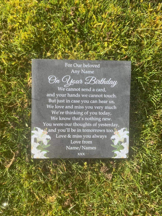 Floral Birthday memorial plaque