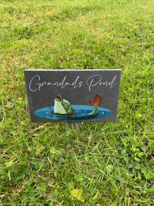 Garden pond slate sign